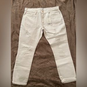 White, cropped, ripped jeans